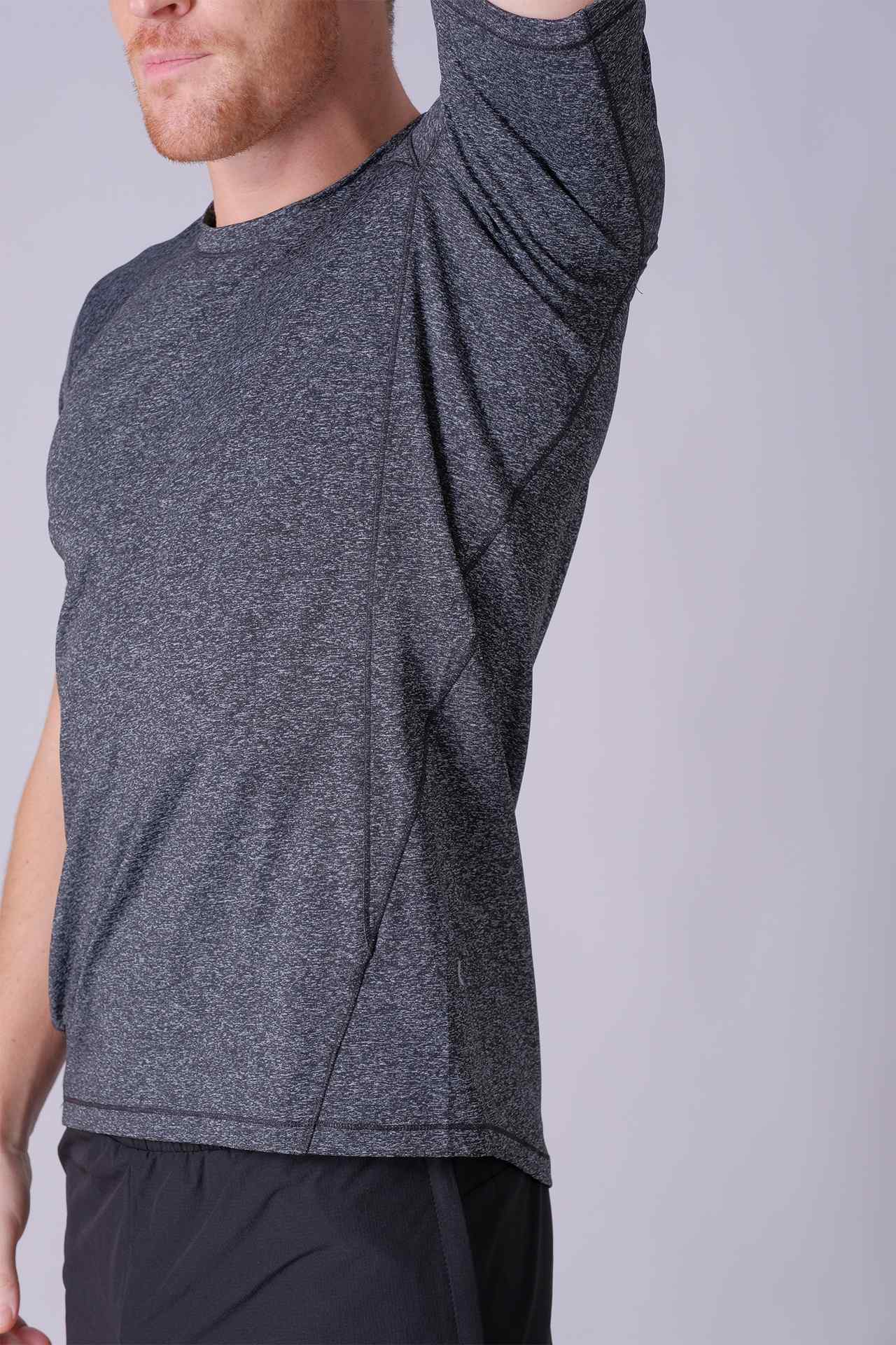 SPJ0283 - Quick-Dry Stretch Tech Seam Performance Tee - Heather Black