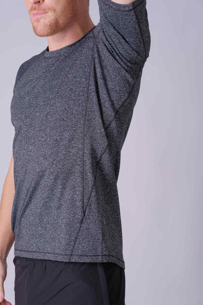 SPJ0283 - Quick-Dry Stretch Tech Seam Performance Tee - Heather Black