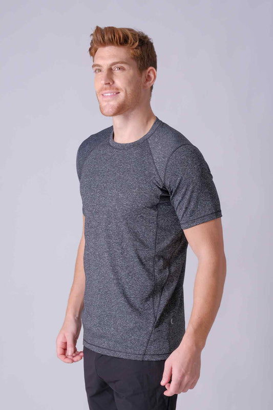 SPJ0283 - Quick-Dry Stretch Tech Seam Performance Tee - Heather Black