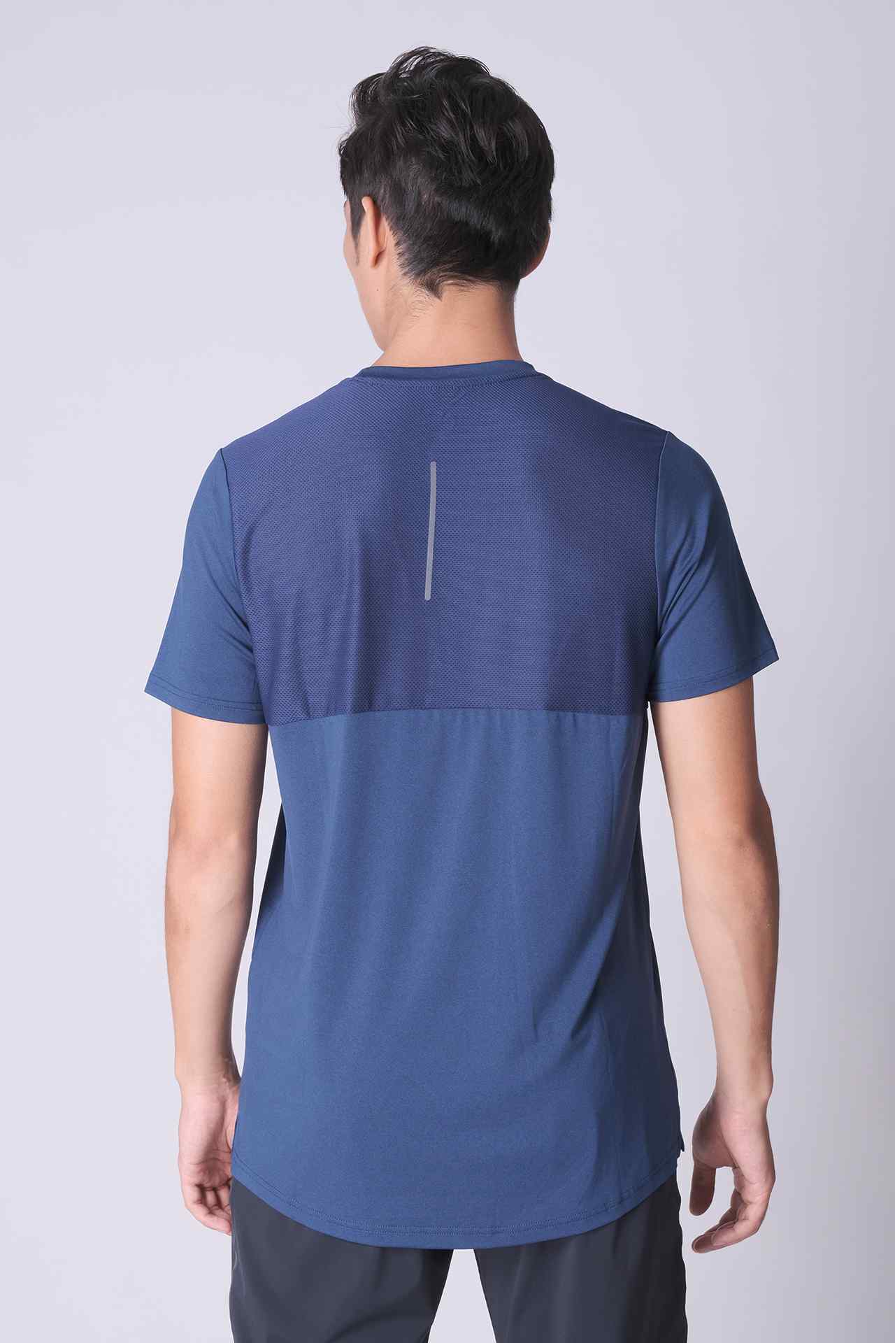 SPJ0286 - Shoulder Reflective Short Sleeve Active Tee - Navy