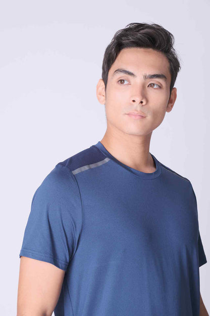 SPJ0286 - Shoulder Reflective Short Sleeve Active Tee - Navy