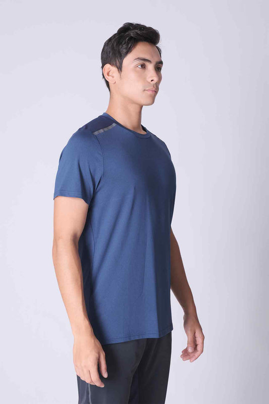 SPJ0286 - Shoulder Reflective Short Sleeve Active Tee - Navy