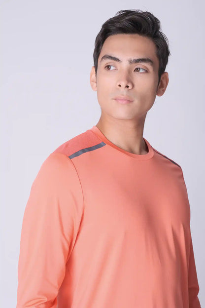 SPJ0287 - Shoulder Reflective Long Sleeve Active Tee - Orange