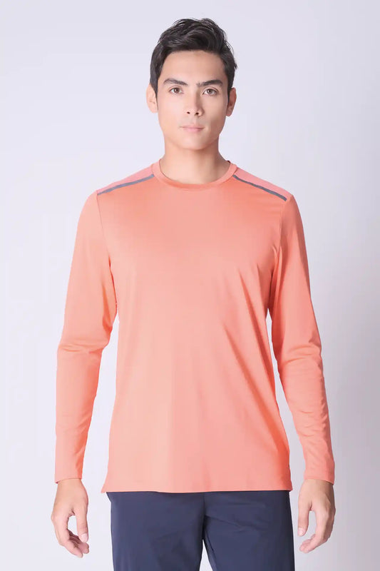 SPJ0287 - Shoulder Reflective Long Sleeve Active Tee - Orange