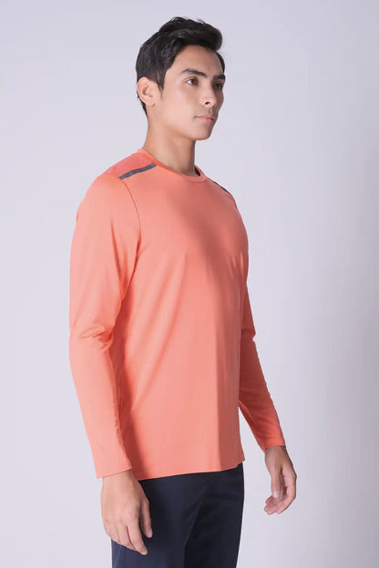 SPJ0287 - Shoulder Reflective Long Sleeve Active Tee - Orange
