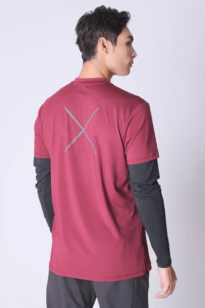 SPJ0288 - Quick-Dry Dual Sleeve Running Tee - Burgundy