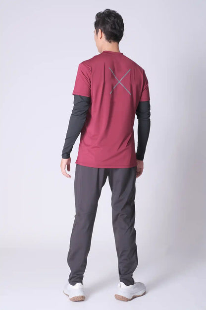 SPJ0288 - Quick-Dry Dual Sleeve Running Tee - Burgundy