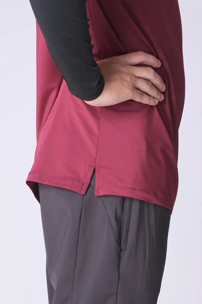 SPJ0288 - Quick-Dry Dual Sleeve Running Tee - Burgundy