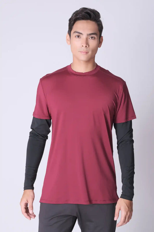 SPJ0288 - Quick-Dry Dual Sleeve Running Tee - Burgundy