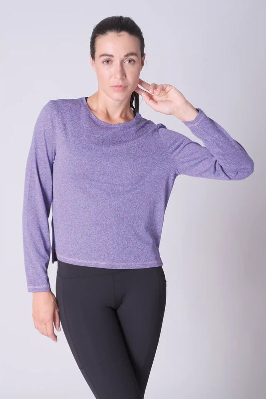 SPWJ0296 - Women's Side Split LS Hiking Top - Heather Purple