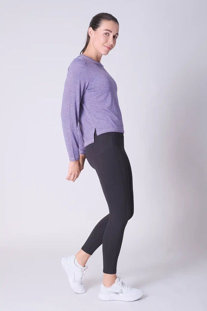 SPWJ0296 - Women's Side Split LS Hiking Top - Heather Purple