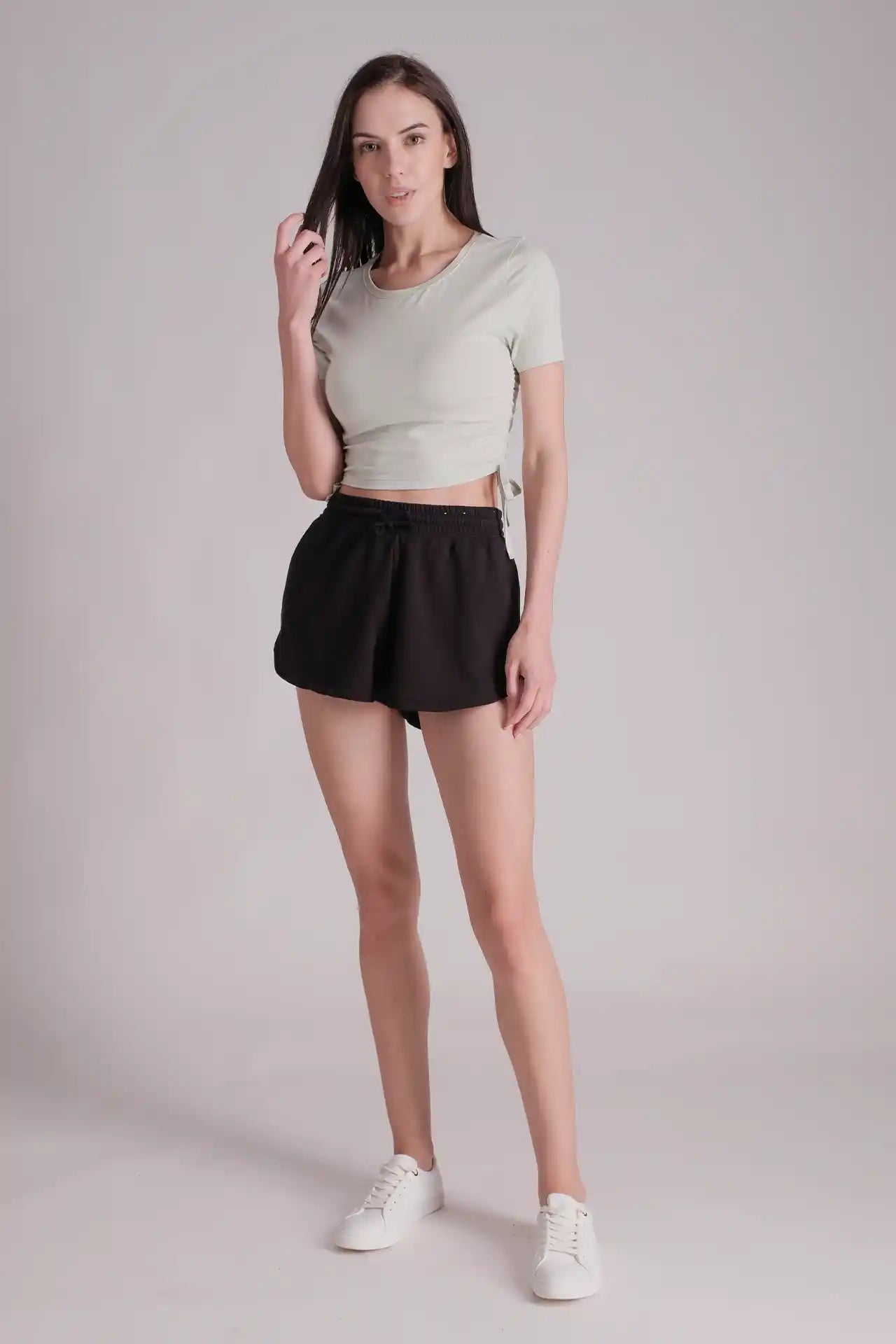 SPWJ0315 - Women's Essential Ruched Side Crop Tee - Mint