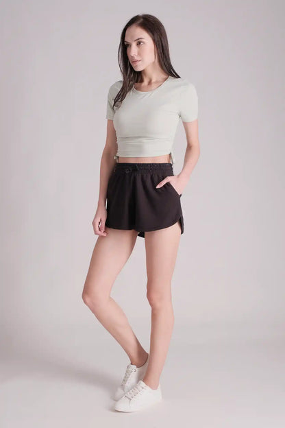 SPWJ0315 - Women's Essential Ruched Side Crop Tee - Mint