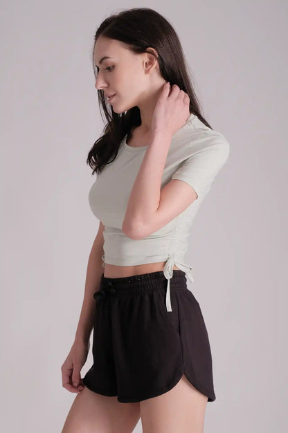 SPWJ0315 - Women's Essential Ruched Side Crop Tee - Mint