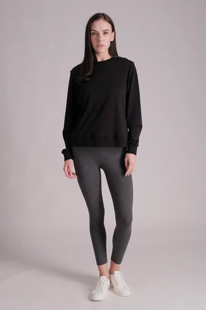 SPWJ0321 - Women's Essential Side Snap LS Sweat Shirt - Black