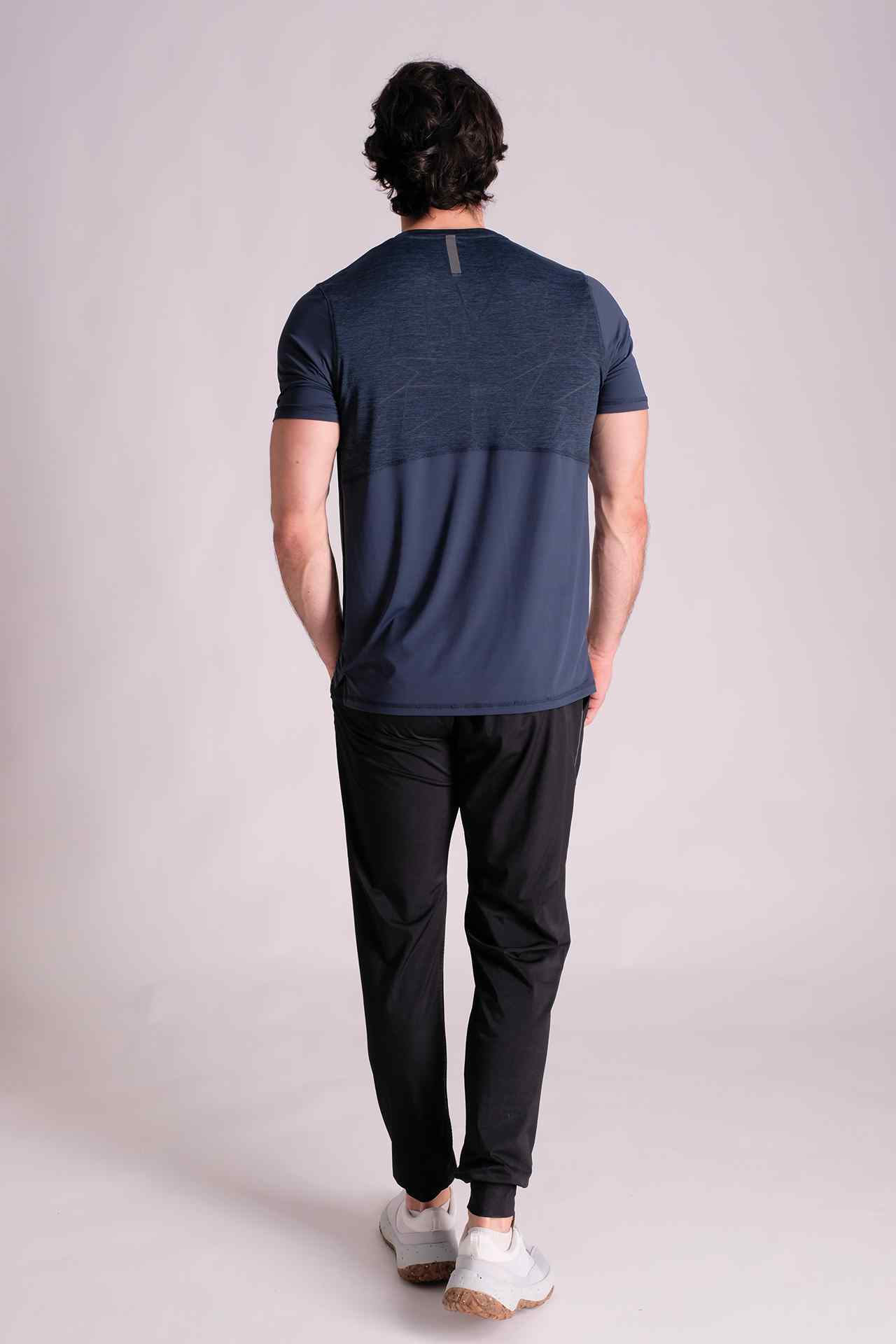 SPJ0334 - Stretch Nylon Jacquard Workout Tee - Navy