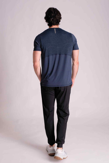 SPJ0334 - Stretch Nylon Jacquard Workout Tee - Navy