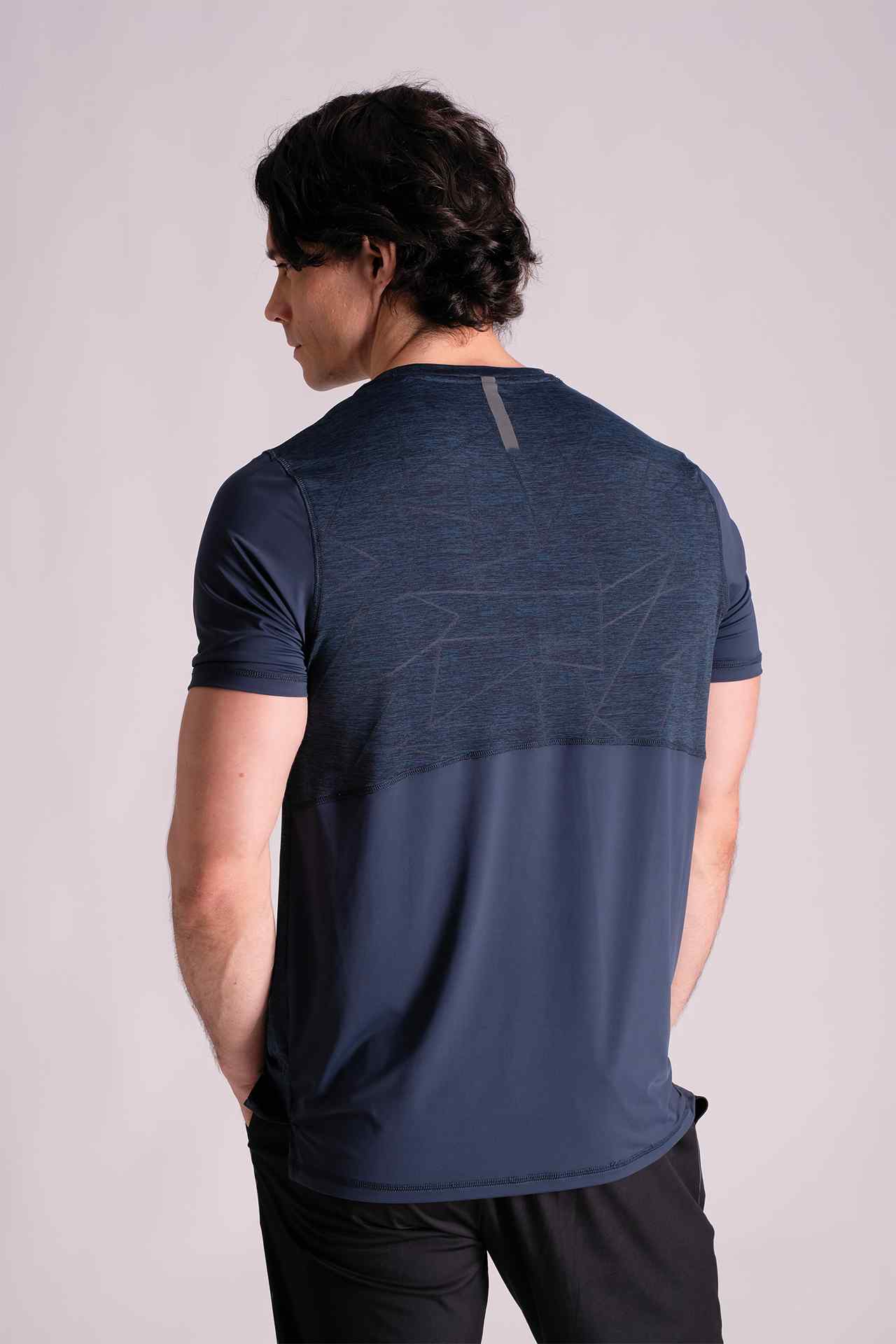 SPJ0334 - Stretch Nylon Jacquard Workout Tee - Navy