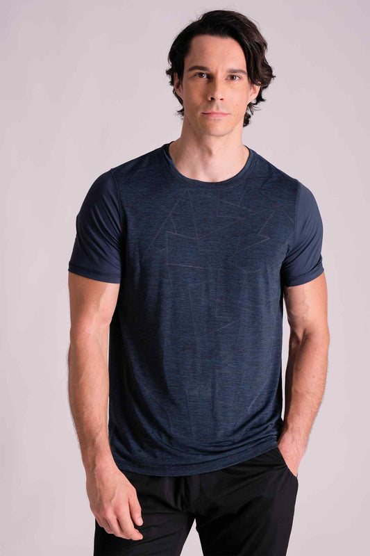 SPJ0334 - Stretch Nylon Jacquard Workout Tee - Navy