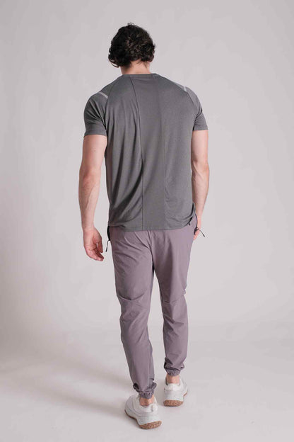 SPJ0335 - Reflective Shoulder Quick-Dry Running Tee - Dark Grey