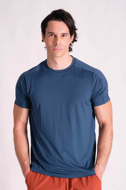 SPJ0336 - Mesh Shoulder Breathable Running Tee - Navy