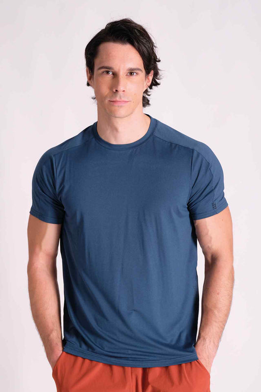 SPJ0336 - Mesh Shoulder Breathable Running Tee - Navy