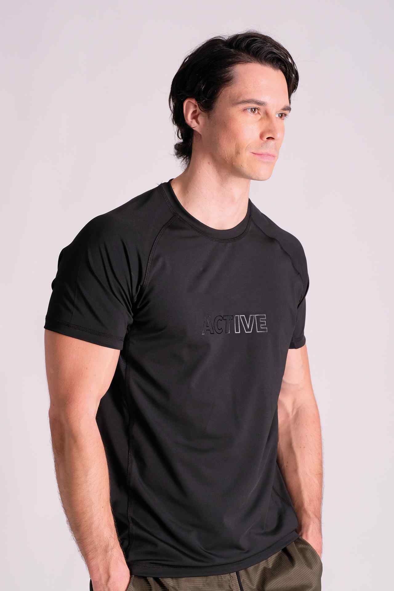SPJ0337 - 4-way Stretch Quick-Dry Chest Logo Active Tee - Black