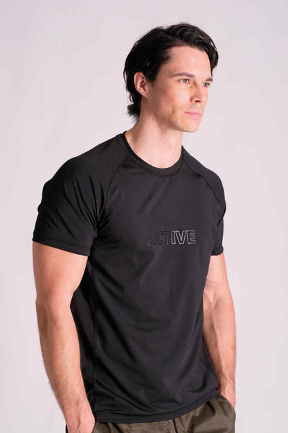 SPJ0337 - 4-way Stretch Quick-Dry Chest Logo Active Tee - Black