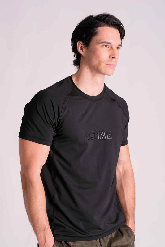SPJ0337 - 4-way Stretch Quick-Dry Chest Logo Active Tee - Black