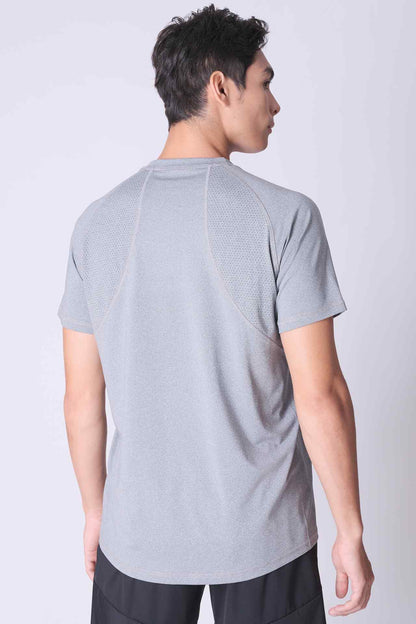 SPJ0337 - Sweat-Wicking Chest Logo Workout Tee - Heather Grey