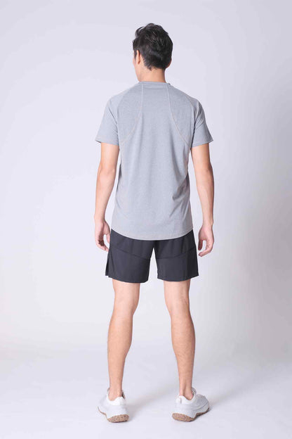SPJ0337 - Sweat-Wicking Chest Logo Workout Tee - Heather Grey