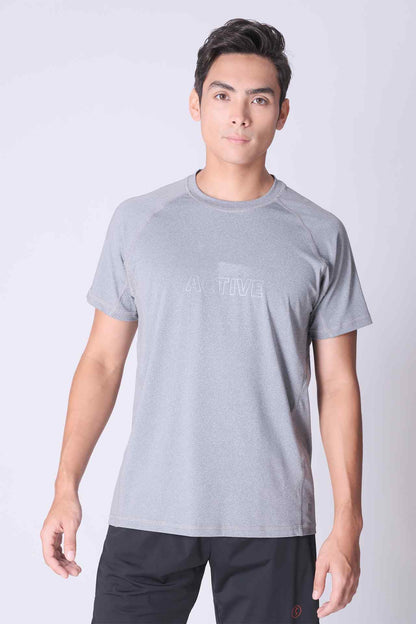 SPJ0337 - Sweat-Wicking Chest Logo Workout Tee - Heather Grey