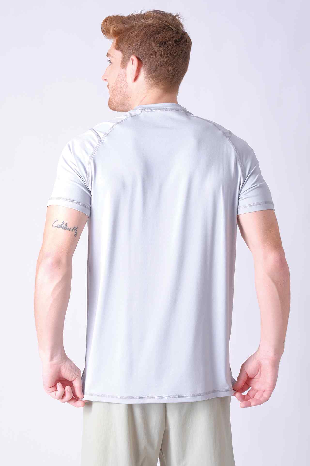 SPJ0338 - Stretch Nylon Shoulder Mesh Training Tee - Light Grey