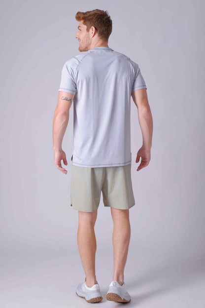 SPJ0338 - Stretch Nylon Shoulder Mesh Training Tee - Light Grey