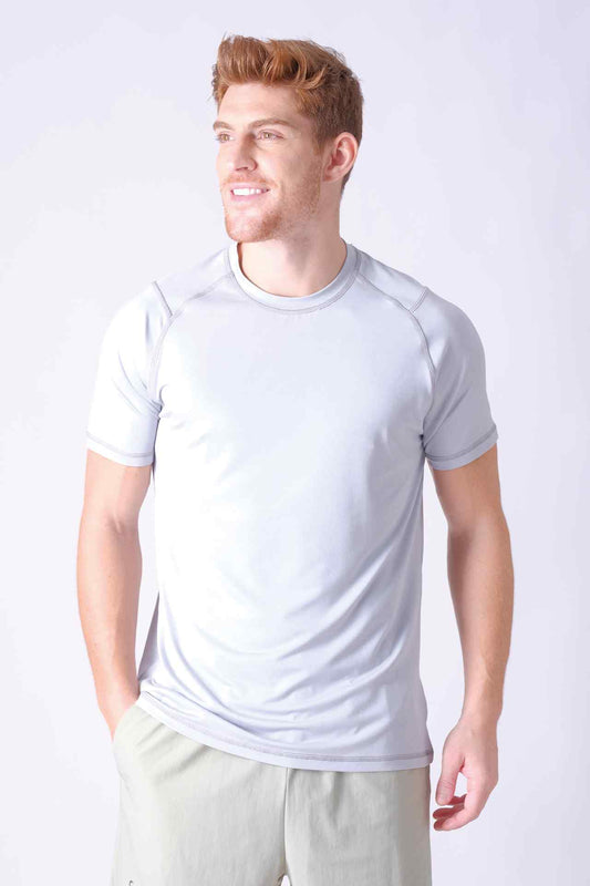 SPJ0338 - Stretch Nylon Shoulder Mesh Training Tee - Light Grey
