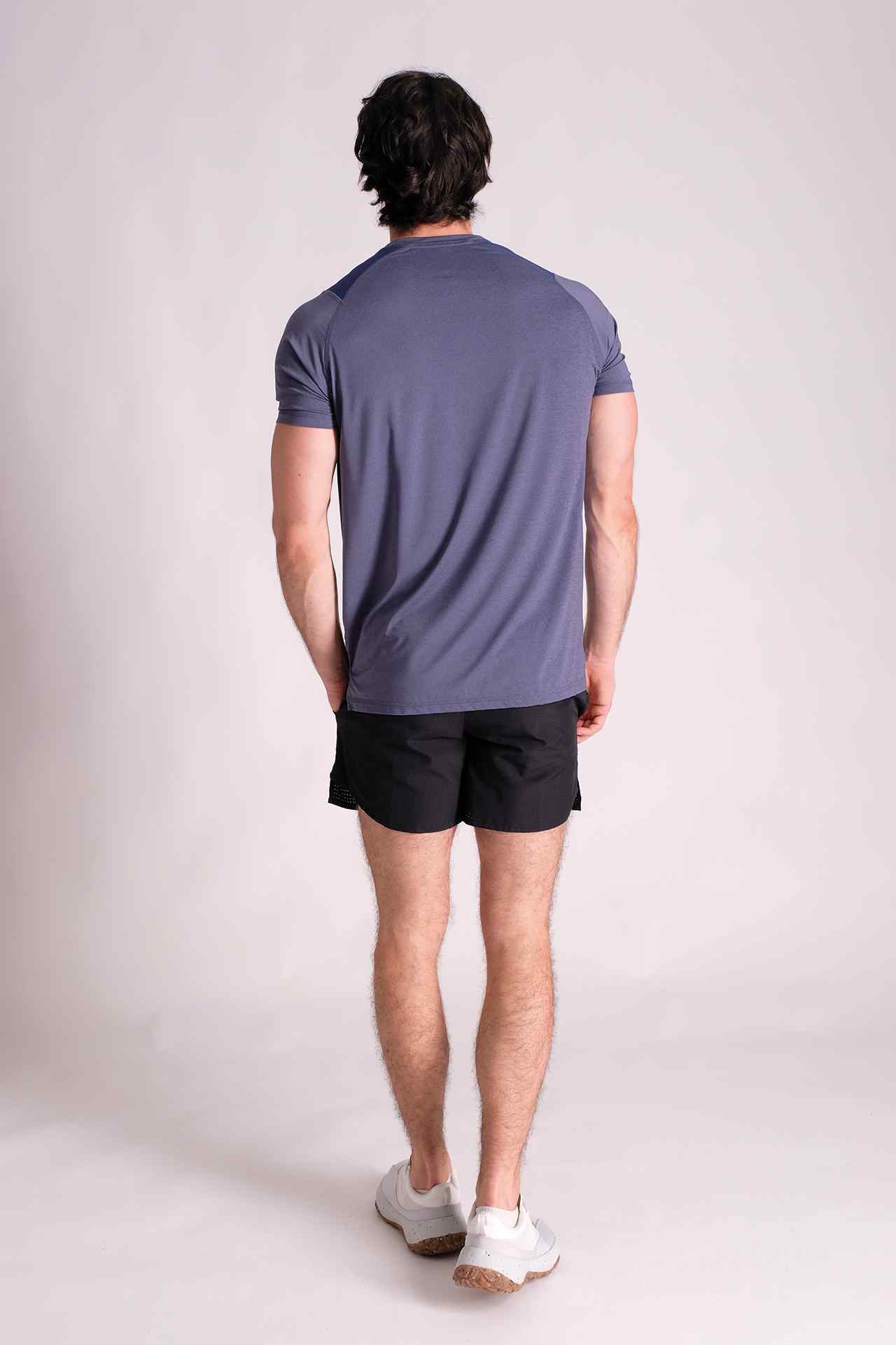 SPJ0338 - Sweat-Wicking Shoulder Mesh Active Tee - Heather Blue
