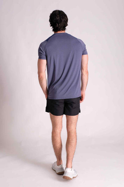 SPJ0338 - Sweat-Wicking Shoulder Mesh Active Tee - Heather Blue