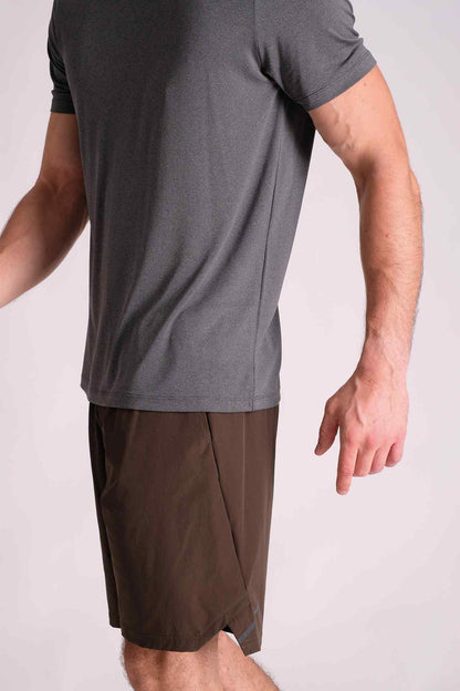SPJ0340 - Quick Dry Stretch Reflective Back Mesh Running Tee - Heather Grey