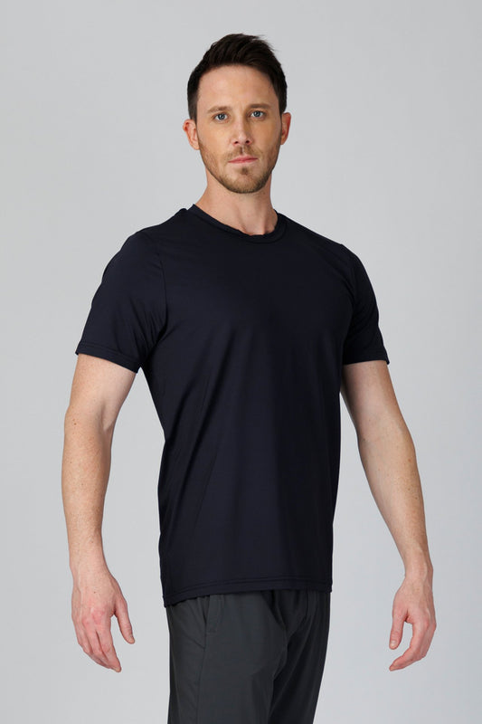 SPJ0340 - Ultra 4-Way Stretch Nylon Back Mesh Training Tee - Navy