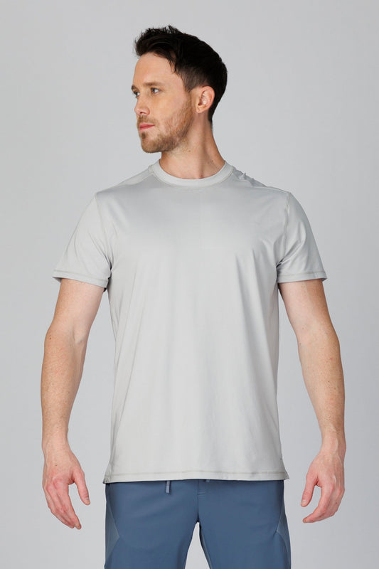 SPJ0347 - Quick Dry 4-Way Stretch Reflective Back Cross Running Tee - Light Grey