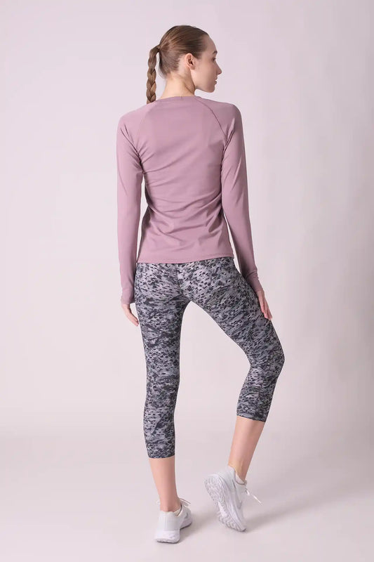 SPWJ0349 - Women's Crewneck Thumbholes Top - Lilac