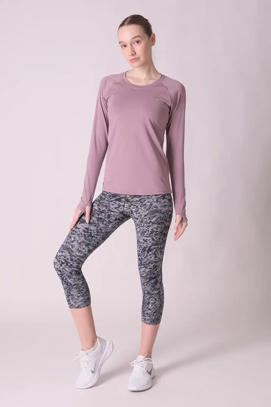 SPWJ0349 - Women's Insulated 4-Way Stretch Interlock Crewneck Thumb Holes Top - Lilac