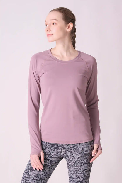 SPWJ0349 - Women's Crewneck Thumbholes Top - Lilac