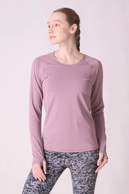 SPWJ0349 - Women's Insulated 4-Way Stretch Interlock Crewneck Thumb Holes Top - Lilac