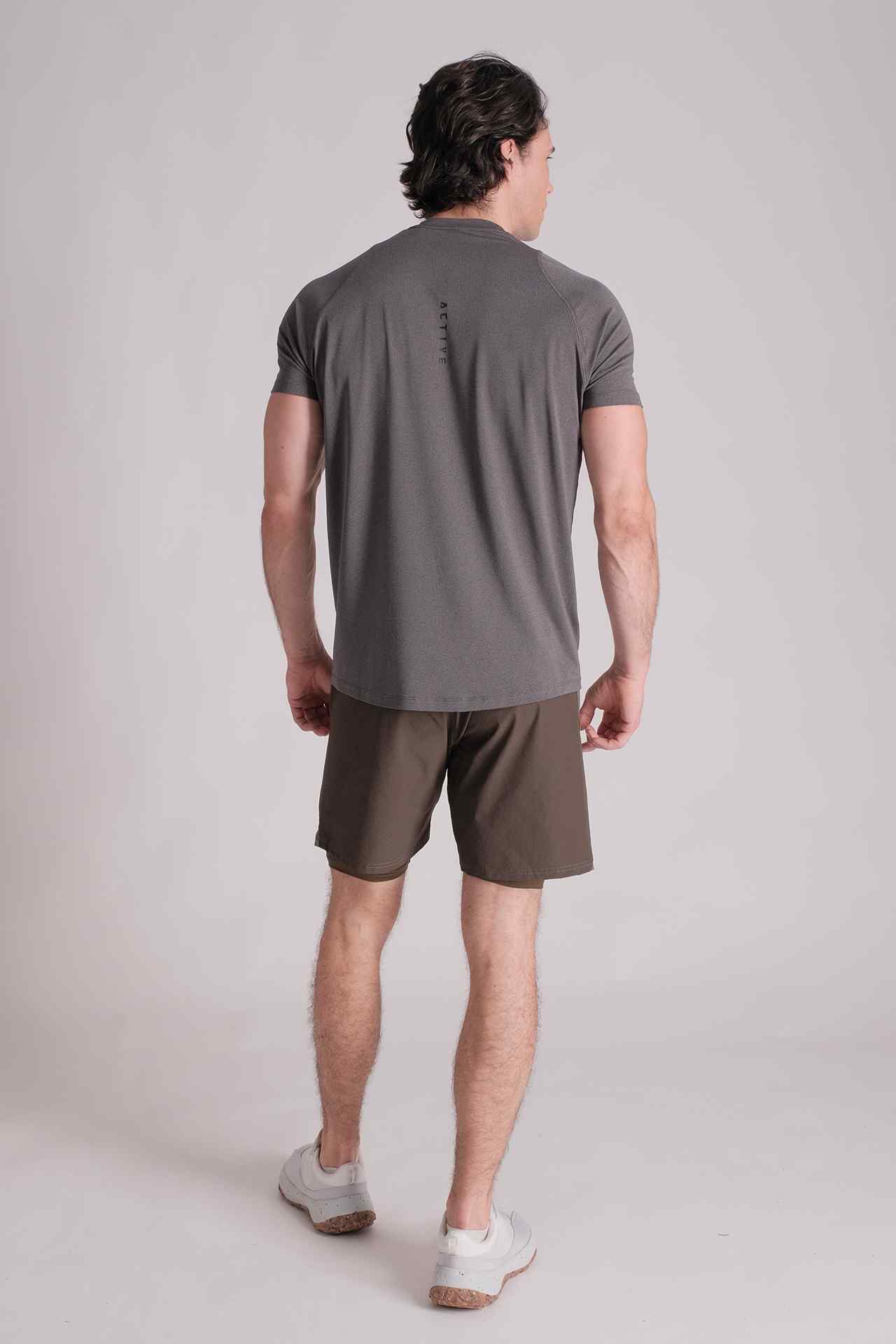 SPJ0359 - Breathable Stretch Mesh Active Tee - Dark Heather Grey
