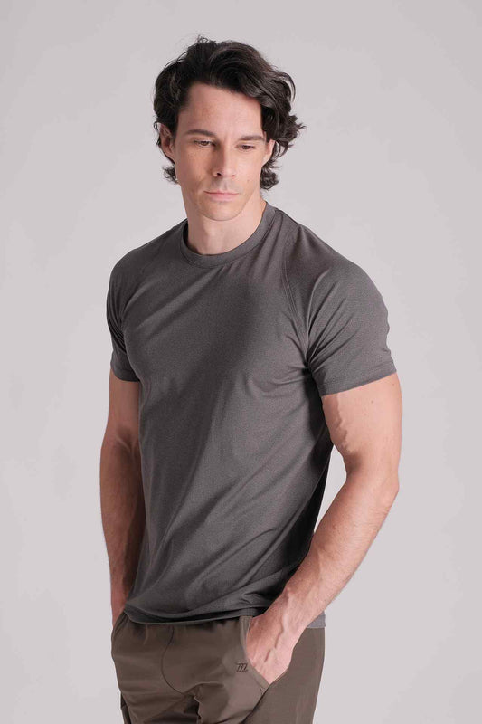 SPJ0359 - Breathable Stretch Mesh Active Tee - Dark Heather Grey