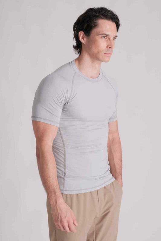 SPJ0360 - Quick-Dry 4-way Stretch Tight Fit Gym Tee - Light Grey