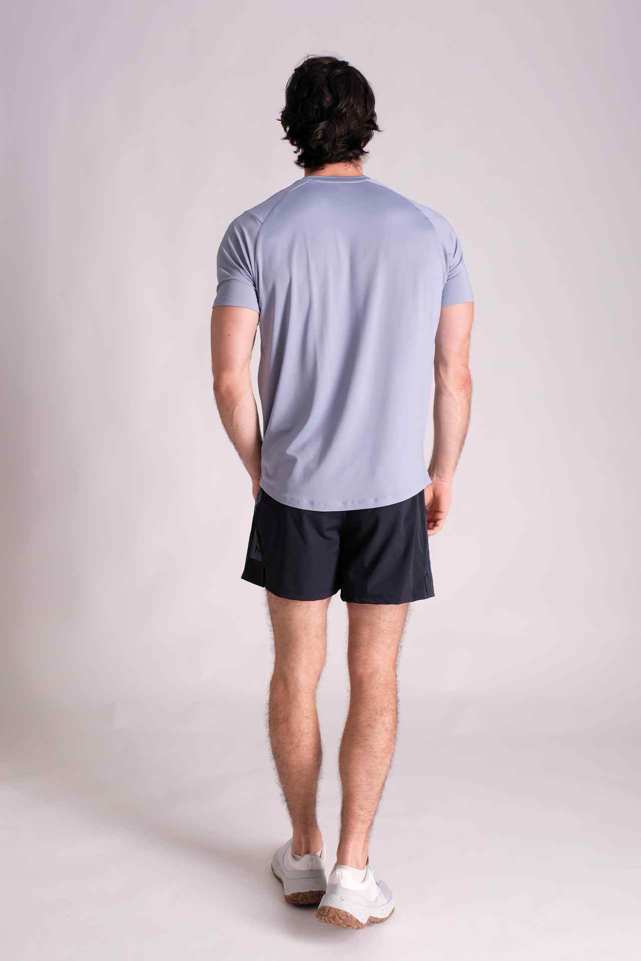 SPJ0384 - Sweat-Wicking Back Mesh Stretch Workout Tee - SkyBlue