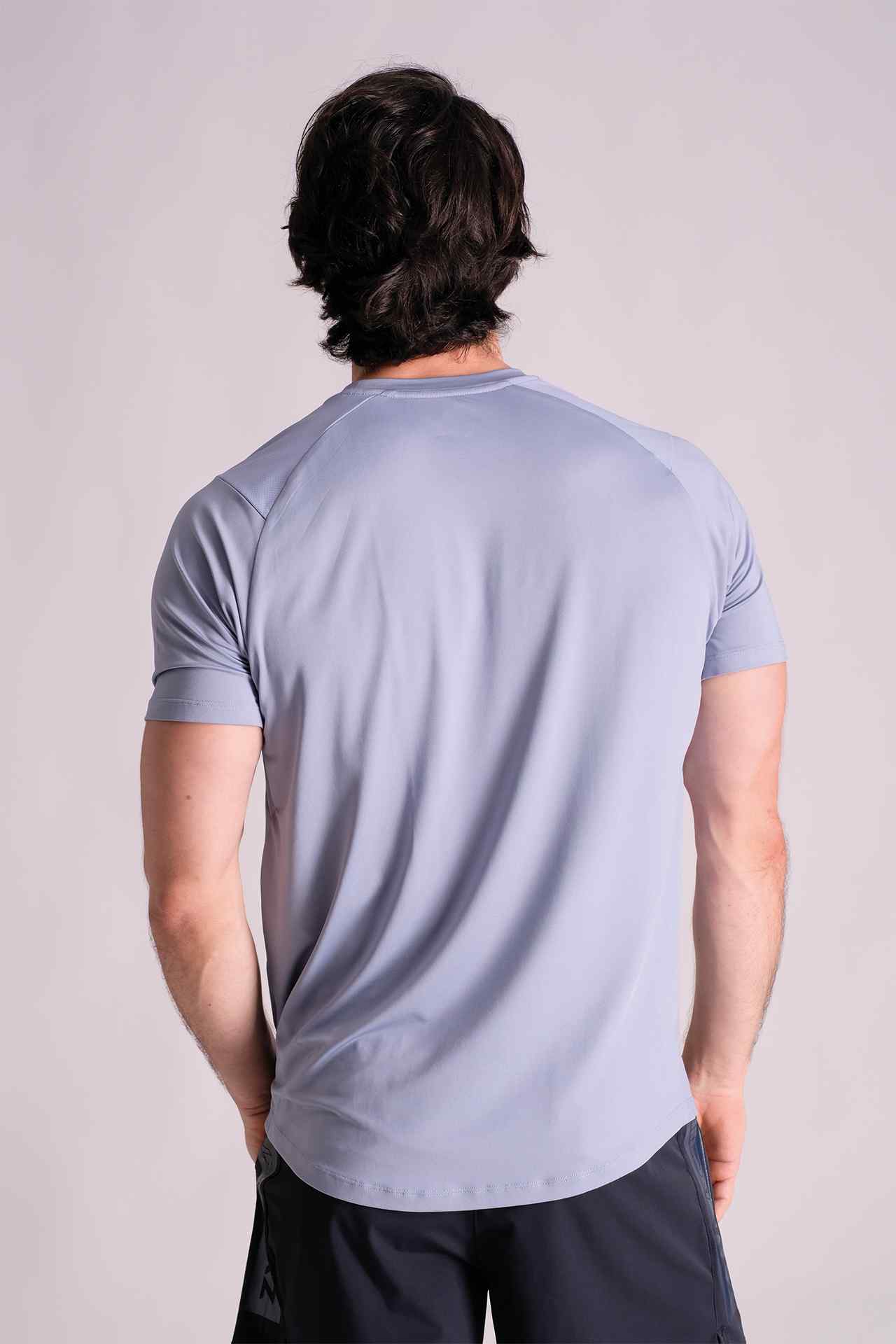 SPJ0384 - Sweat-Wicking Back Mesh Stretch Workout Tee - SkyBlue