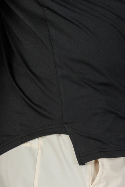 SPJ0365 - Quick-Dry 4-Way Stretch Back Mesh Long Sleeve Running Tee - Black
